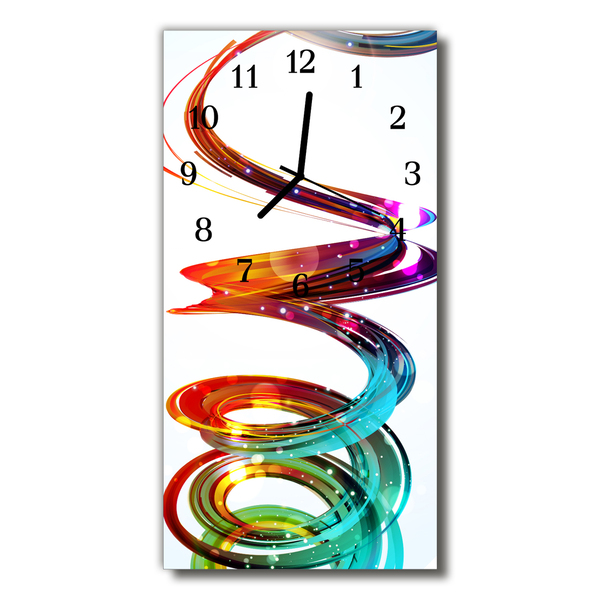 Nástenné hodiny vertikálne Umelecké farebné špirály