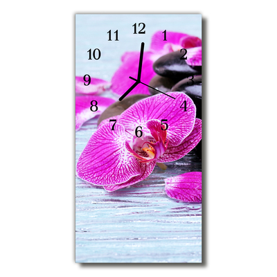 Nástenné hodiny vertikálne Kvety orchideí farebné