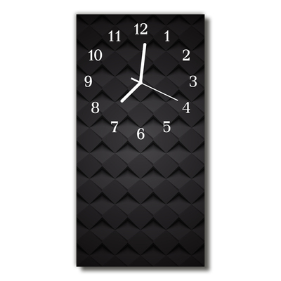 Nástenné hodiny vertikálne Moderné 3d čierna mozaika