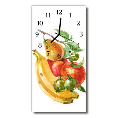 Nástenné hodiny vertikálne Kuchynské ovocie banány akvarel