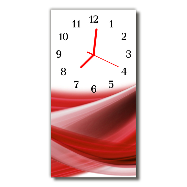 Nástenné hodiny vertikálne Abstraktivní čiary sú vlnky červené