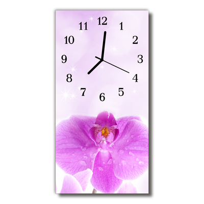 Nástenné hodiny vertikálne Ružové kvety orchidey