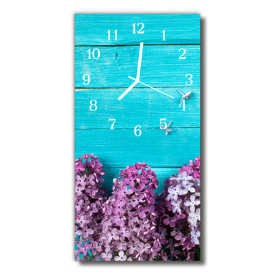 Nástenné hodiny vertikálne Kvety drevo bez farby