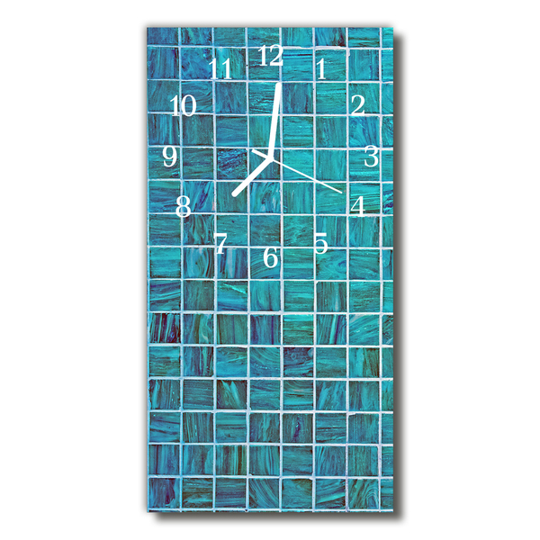 Nástenné hodiny vertikálne Cube blue modré dlaždice