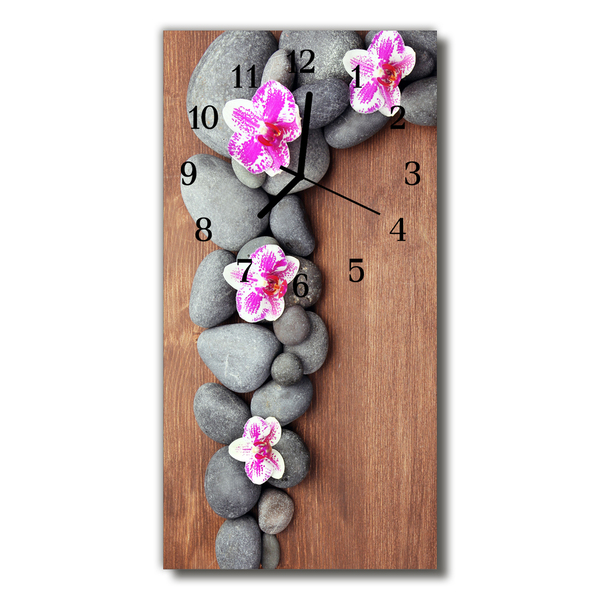 Nástenné hodiny vertikálne Kvety stones farebné orchidey