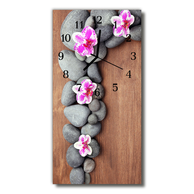 Nástenné hodiny vertikálne Kvety stones farebné orchidey