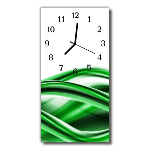 Nástenné hodiny vertikálne Umenie abstrakcie zelená vlna