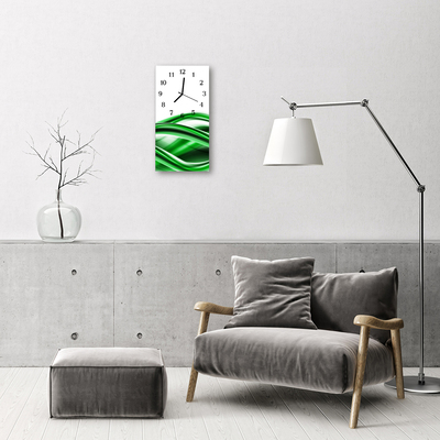 Nástenné hodiny vertikálne Umenie abstrakcie zelená vlna