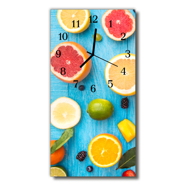 Nástenné hodiny vertikálne Kuchyňa ovocie farebné citrusy