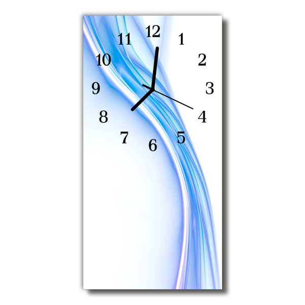 Nástenné hodiny vertikálne Modrá čiara výtvarné krivky