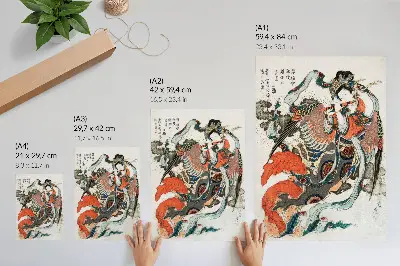 Plagát v japonskom štýle ukiyo-e od Hokusaiho