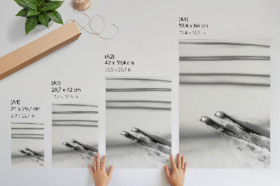 Poster na stenu Minimalizmus biela síva lyže tiene mier