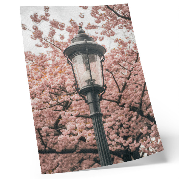 Poster na stenu Ružové stromy, čierny lampáš, nostalgická atmosféra