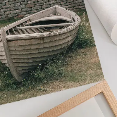 Plagát na stenu opustená loď v tráve v prírode