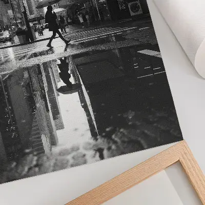 Plagát moderná mestská grafika so zobrazením dažďa v čiernobielom prevedení