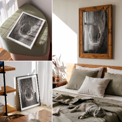 Poster na stenu Fotorealistický detailný záber konskej tváre v snehu