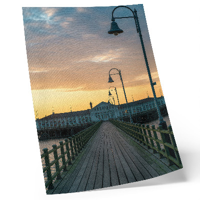 Poster na stenu Drevená mostná lampa malebná obloha