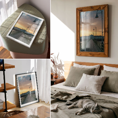 Poster na stenu Drevená mostná lampa malebná obloha