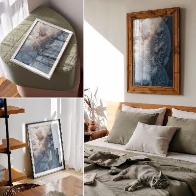 Poster na stenu Ľadové kryštáliky v bielo-modrom odtieni pre zimnú atmosféru