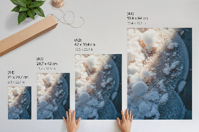 Poster na stenu Ľadové kryštáliky v bielo-modrom odtieni pre zimnú atmosféru