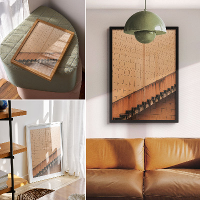 Poster na stenu Geometrické línie béžových a hnedých tónov plné harmónie