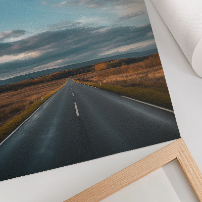 Poster na stenu Cesta cez jesennú planinu pod modrou oblohou