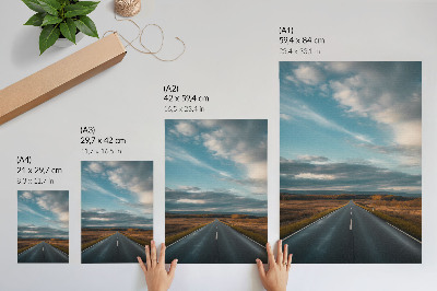 Poster na stenu Cesta cez jesennú planinu pod modrou oblohou