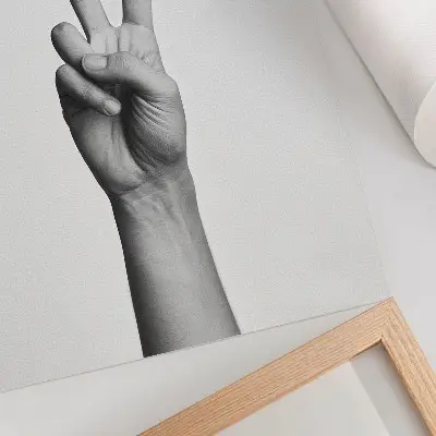 Plagát na stenu čiernobiele gesto mieru minimalistická elegancia