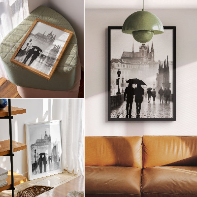 Poster na stenu Prechádzka v daždi historická architektúra pár