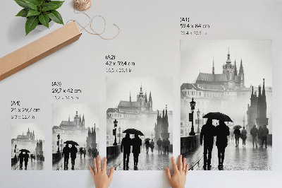 Poster na stenu Prechádzka v daždi historická architektúra pár