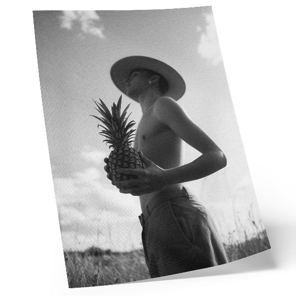 Poster na stenu Monochromatický obrázok klobúk ananásové pole