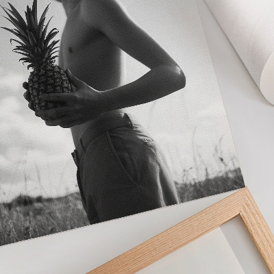 Poster na stenu Monochromatický obrázok klobúk ananásové pole