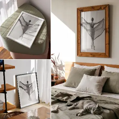 Plagát do obývačky čiernobiely motív tanca znázorňujúci eleganciu a pohyb