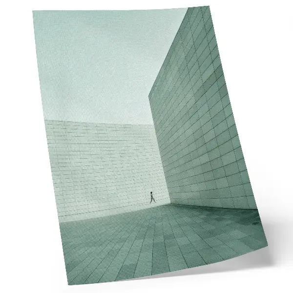 Plagát do obývačky sivé geometrické steny s minimalistickým motívom