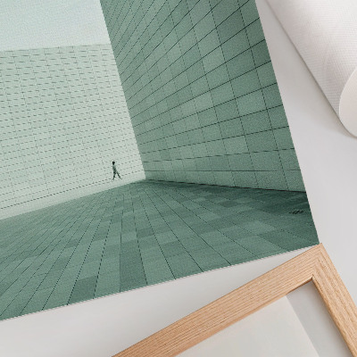 Plagát do obývačky Sivé geometrické steny minimalizmus postava
