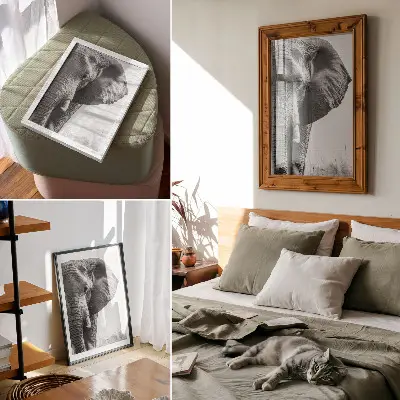 Plagát na stenu monochromatická atmosféra s motívom pokrčenej kože v štýle elegancie