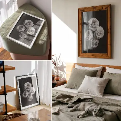 Plagát na stenu čiernobiele ruže v minimalistickom a elegantnom štýle