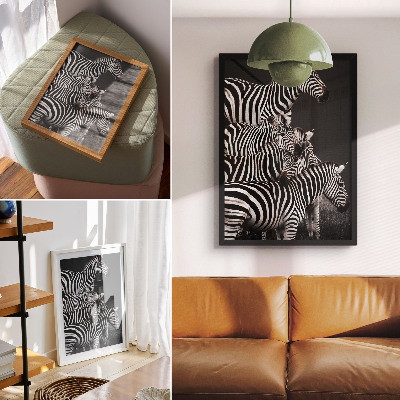 Plagát do obývačky Zebra kontrastuje čiernobielymi zvislými čiarami