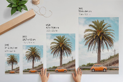 Plagát Palma retro auto príroda bezstarostná