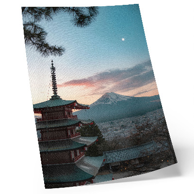 Poster na stenu Pagoda v pozadí hory odtiene oblohy harmónia