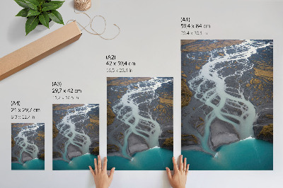 Poster na stenu Abstraktné riečne čiary v odtieňoch modrej