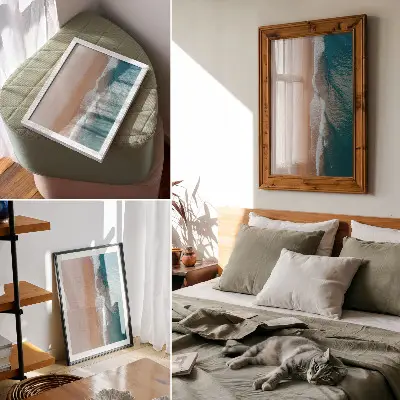 Plagát do obývačky minimalistické oceánske vlny stretávajúce sa s plážou