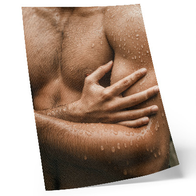 Poster na stenu Detaily pokožky, kvapky vody, svalnatá silueta