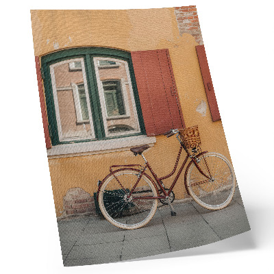 Poster na stenu Bicykel na pozadí farebnej retro fasády