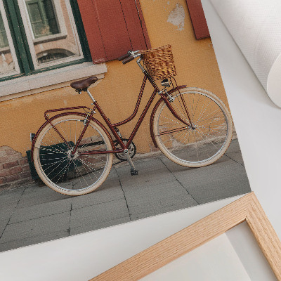 Poster na stenu Bicykel na pozadí farebnej retro fasády