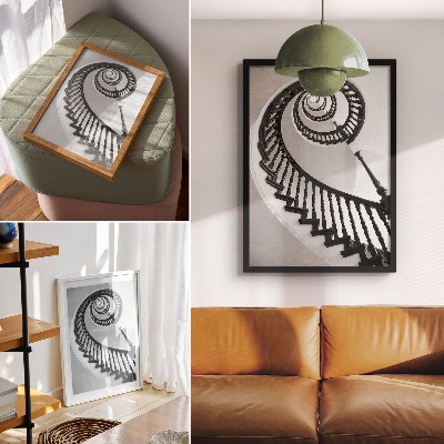 Plagát do obývačky Točité schodisko, čiernobiele, elegancia, modernosť