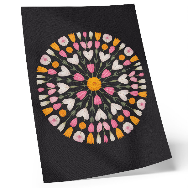 Poster na stenu Kvety mandala tmavé pozadie abstraktný štýl