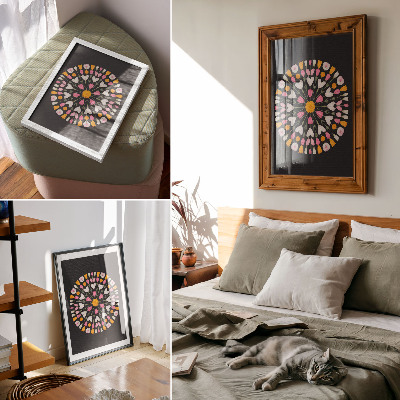 Poster na stenu Kvety mandala tmavé pozadie abstraktný štýl