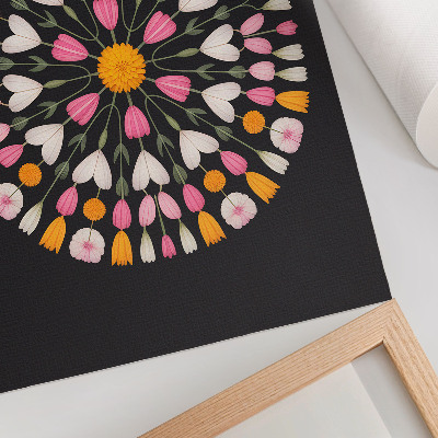 Poster na stenu Kvety mandala tmavé pozadie abstraktný štýl