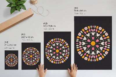 Poster na stenu Kvety mandala tmavé pozadie abstraktný štýl